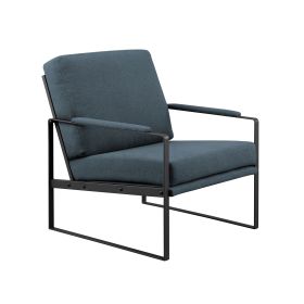 Contemporary Square Metal Frame Accent Chair â€“ Indigo Blue / Black