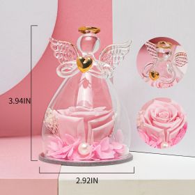 1pc; Birthday Gifts For Women; Preserved Rose In Angel Glass; Mom Grandma Gifts On Mother's Day; Valentine's Day; Wedding; Thanksgiving; Christmas; Ho (Color: pink)